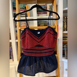 Old Navy- Embroidered Smocked Cami
Blouse for Women—Lost at Sea Navy—NWOT